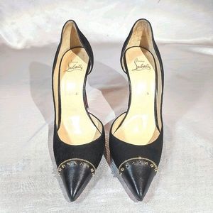 Christian Louboutin black suede heels. 38.5